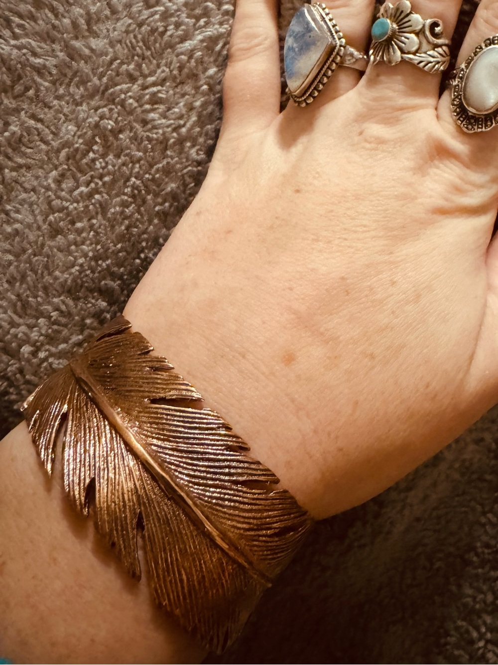Stylish Feather Copper Cuff Bracelet